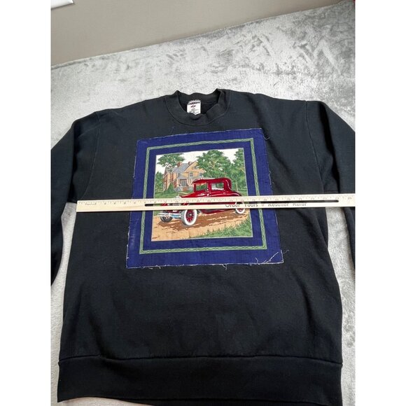 Vintage Jerzees Sweatshirt Mens XL Black Classic Car Hotrod Crewneck Made in USA - Picture 4 of 13